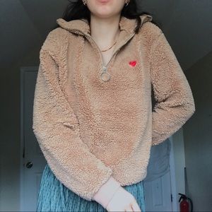 Top shop sherpa quarter zip